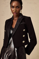 Paris Blazer with Gold Tone Buttons & Cropped Hem