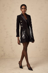 Paris Blazer with Gold Tone Buttons & Cropped Hem