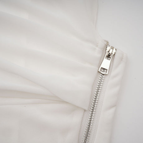 Paris Blouse Paris Chiffon One Shoulder White Asymmetric Hem Blouse