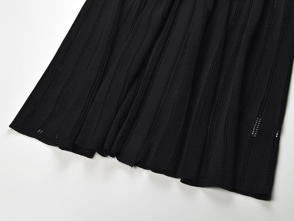 Paris Dress - Maxi Length Fitted Bodice - Ribbed Texture Button - Down Front - Slim Silhouette - Studded Collar Accent