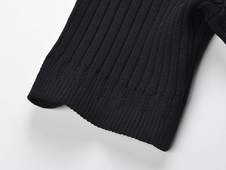 Paris Dress - Maxi Length Fitted Bodice - Ribbed Texture Button - Down Front - Slim Silhouette - Studded Collar Accent