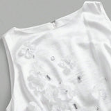 Paris Midi Dress - Round Neck - Arm Sleeves - High Waist - Elegant - Appliques