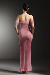 Paris Pink Rhinestone Gradient Maxi Dress