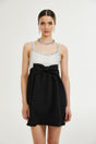 Parisa crystalembellished bowknot mini dress