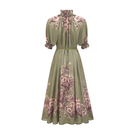Pascale belted floralprint ramie midi dress