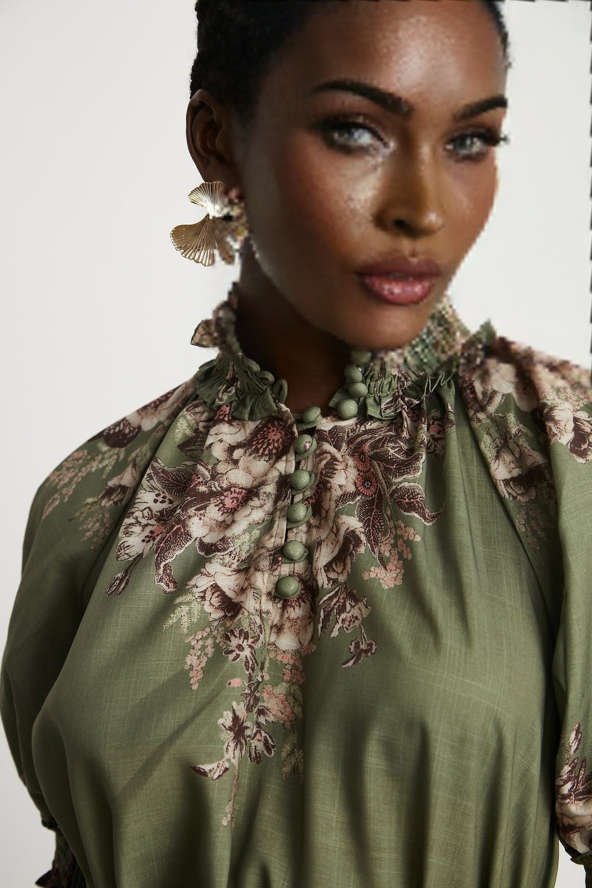 Pascale belted floralprint ramie midi dress