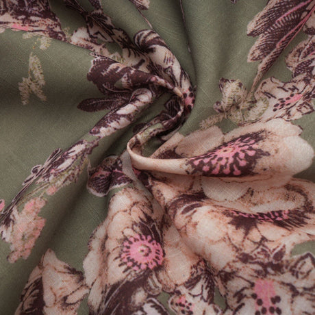 Pascale belted floralprint ramie midi dress