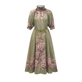 Pascale belted floralprint ramie midi dress