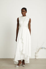 Pascale white fauxpearl pleated maxi dress