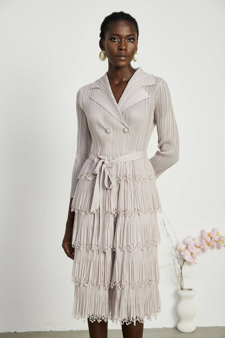 Pasqualina Tiered Pleated Midi Dress