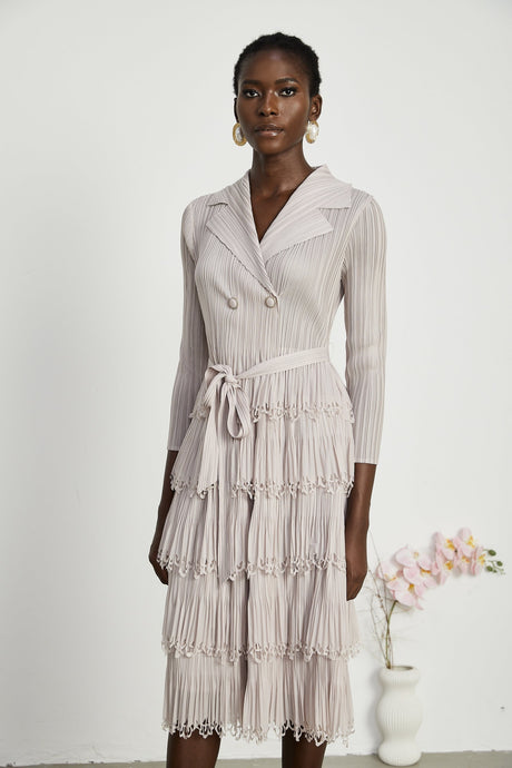 Pasqualina Tiered Pleated Midi Dress
