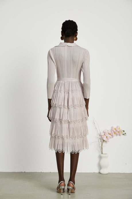 Pasqualina Tiered Pleated Midi Dress