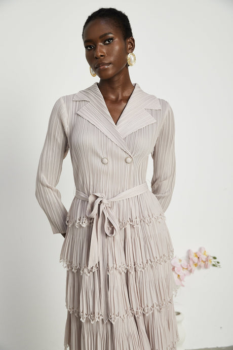 Pasqualina Tiered Pleated Midi Dress