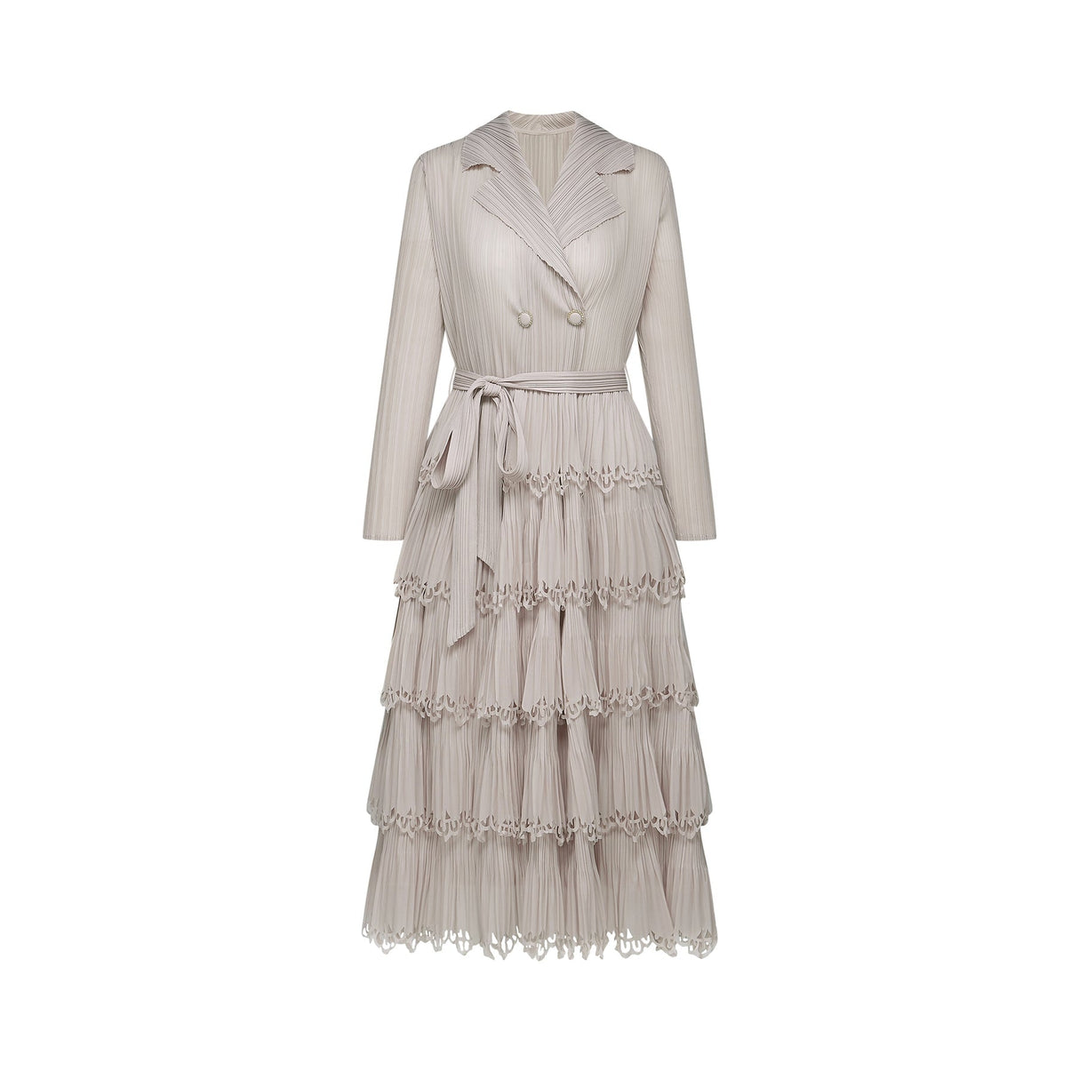 Pasqualina Tiered Pleated Midi Dress