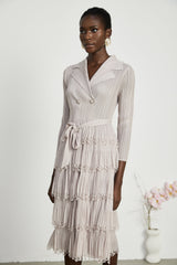 Pasqualina Tiered Pleated Midi Dress