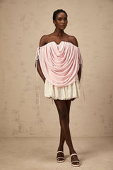Pasqualina Top Pink Off Shoulder Ruched & Strapless