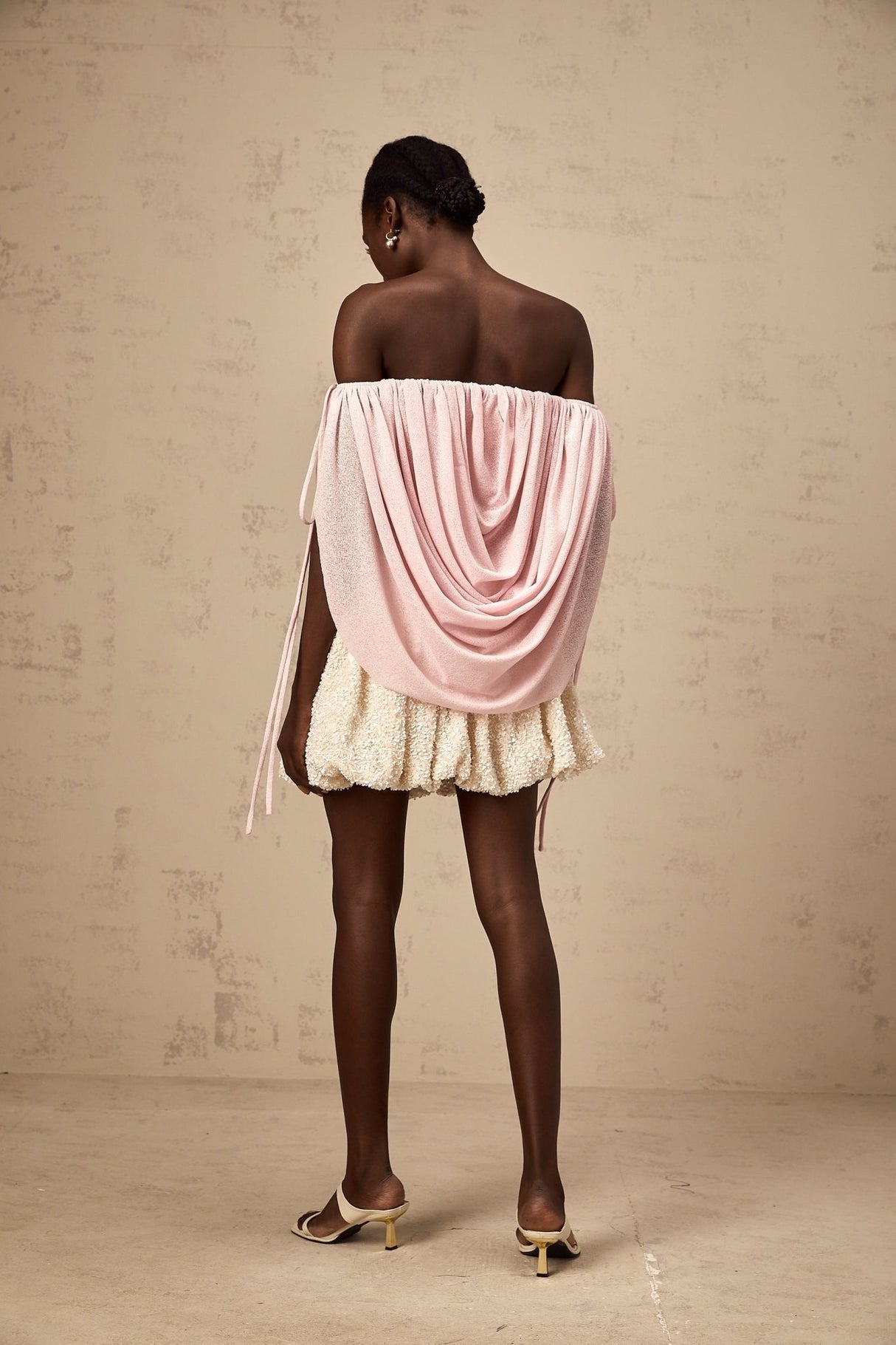 Pasqualina Top Pink Off Shoulder Ruched & Strapless