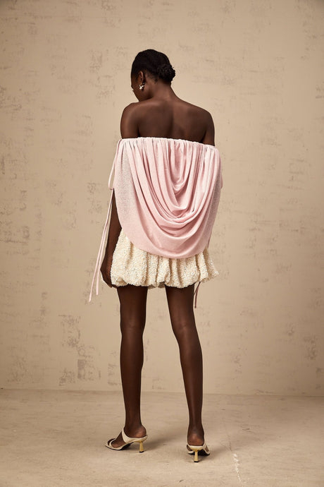 Pasqualina Top Pink Off Shoulder Ruched & Strapless