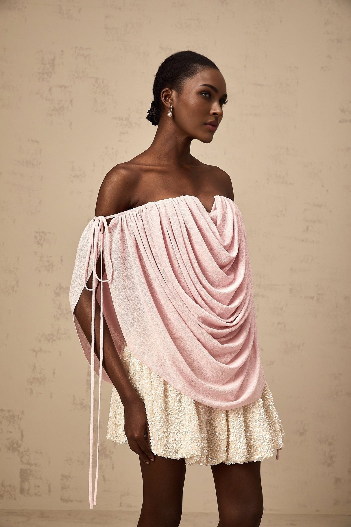Pasqualina Top Pink Off Shoulder Ruched & Strapless