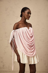 Pasqualina Top Pink Off Shoulder Ruched & Strapless
