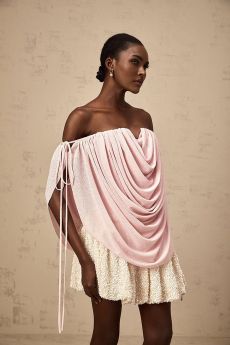 Pasqualina Top Pink Off Shoulder Ruched & Strapless