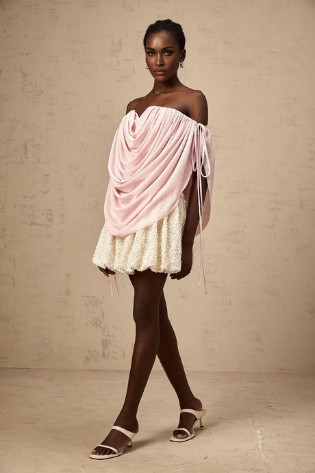 Pasqualina Top Pink Off Shoulder Ruched & Strapless