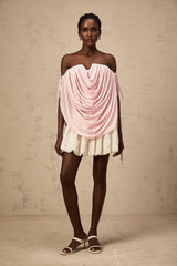 Pasqualina Top Pink Off Shoulder Ruched & Strapless