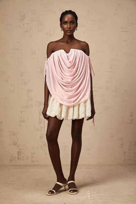 Pasqualina Top Pink Off Shoulder Ruched & Strapless