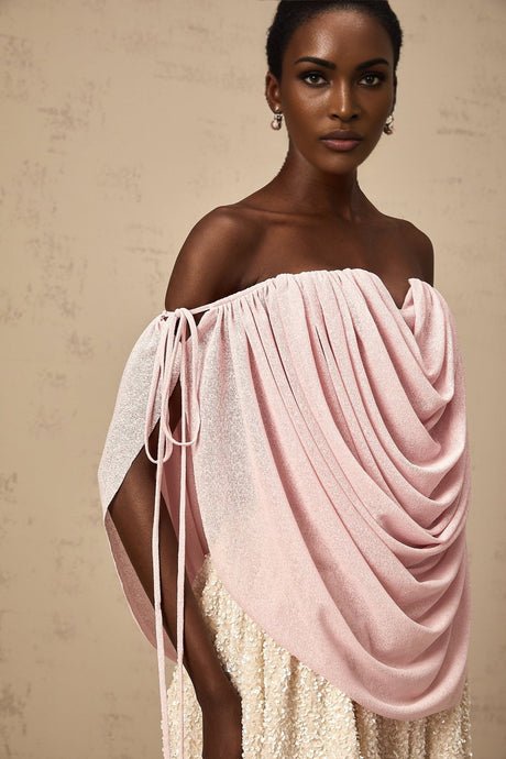 Pasqualina Top Pink Off Shoulder Ruched & Strapless