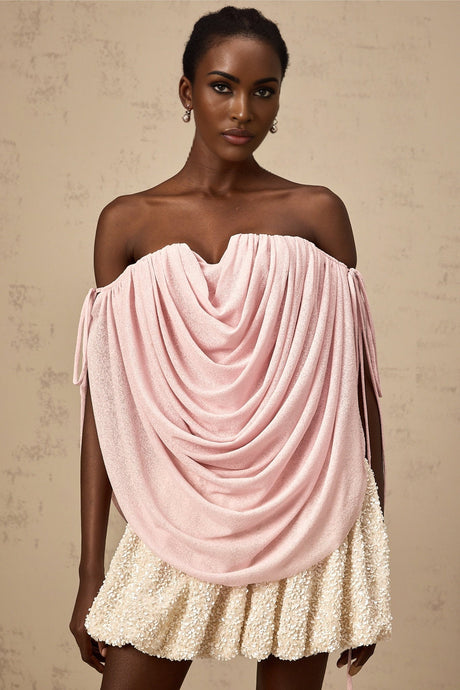 Pasqualina Top Pink Off Shoulder Ruched & Strapless