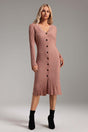 Pasquina Pink V-Neck Button-Down Midi Dress