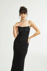Pasquina Sequin Embellished Midi Dress in Neutrals