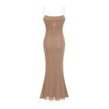 Pasquina Sequin Embellished Midi Dress in Neutrals