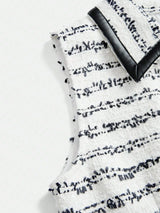 Patchwork Leather Striped Jumper Dress For Women AutumnWinter