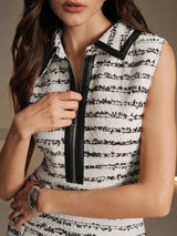 Patchwork Leather Striped Jumper Dress For Women AutumnWinter