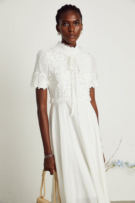 Patricia white florallace midi dress