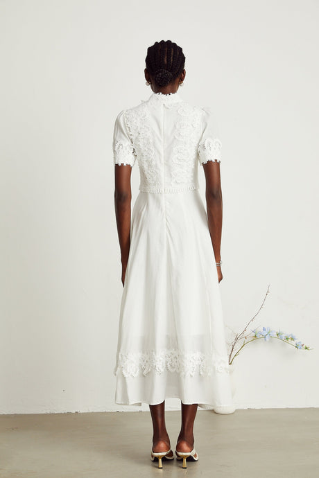 Patricia white florallace midi dress