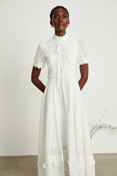 Patricia white florallace midi dress
