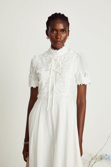 Patricia white florallace midi dress