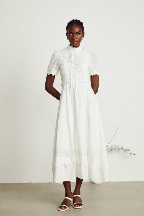 Patricia white florallace midi dress