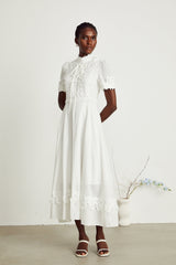 Patricia white florallace midi dress