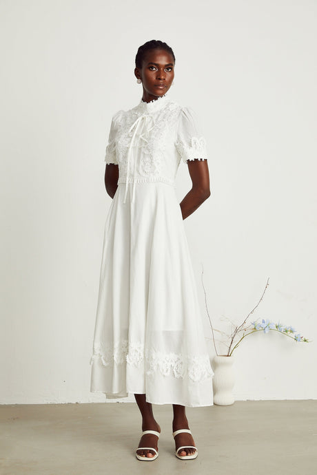 Patricia white florallace midi dress