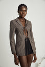 Patrizia Blazer Grey Tie Up Design & Fitted Two Pockets