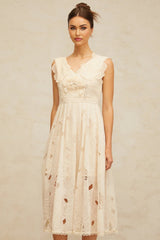 Patrizia Midi Dress Beaded Floral Embroidered & Cut - Out