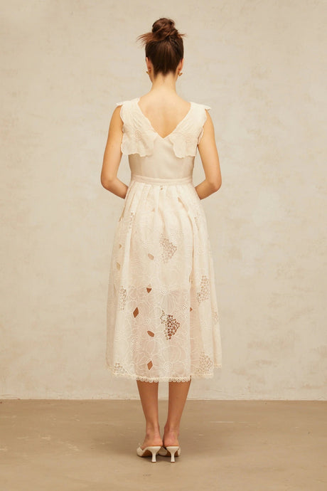 Patrizia Midi Dress Beaded Floral Embroidered & Cut - Out