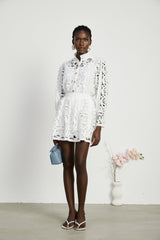 Patrizia Shirt & Skirt White Lace Floral Set