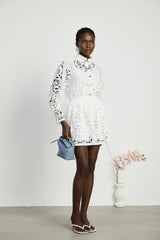 Patrizia Shirt & Skirt White Lace Floral Set