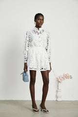 Patrizia Shirt & Skirt White Lace Floral Set