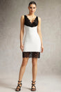 Patrizia White Lace Mini Dress V-Neckline Fitted Silhouette Elegant Sophisticated Chic Versatile Stylish