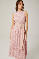 Paulette pink floral tiewaist midi dress